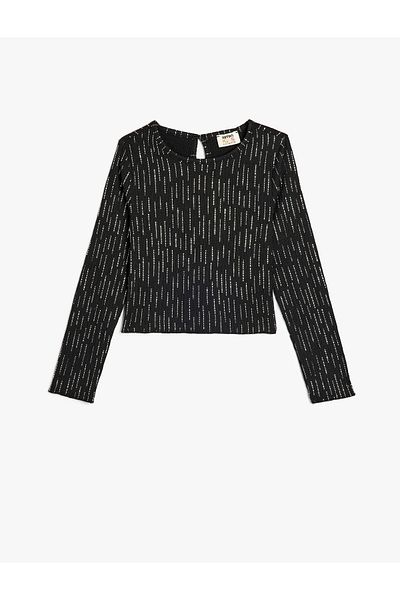 Koton Shiny Crew Neck Long Sleeve Blouse