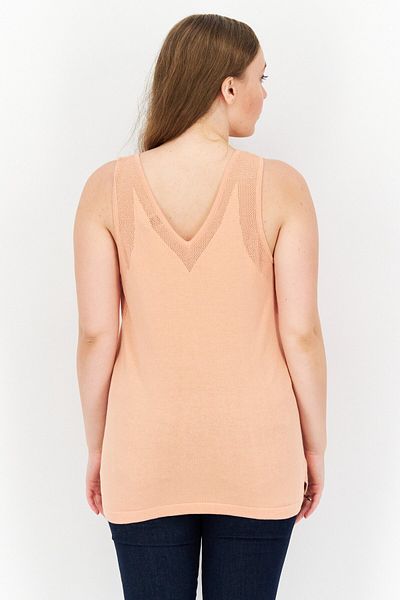 Anne Klein Women V-neck Sleeveless Textured Tank Top, Peach