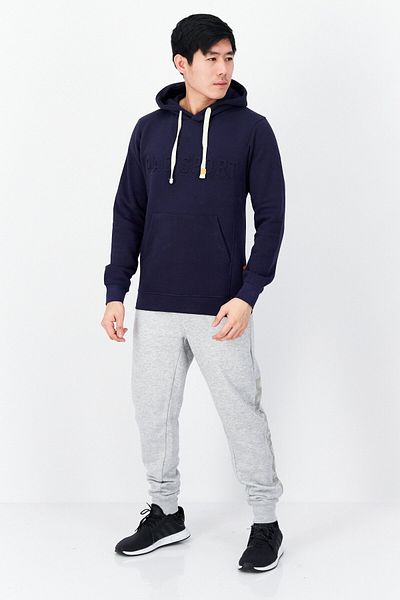 Duck and Cover Men Sportswear Fit Embossed Print Outdoor Fleece Sweatshirts, Navy
