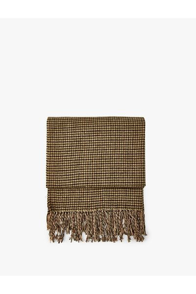 Koton Eșarfă lungă cu model Houndstooth cu ciucuri