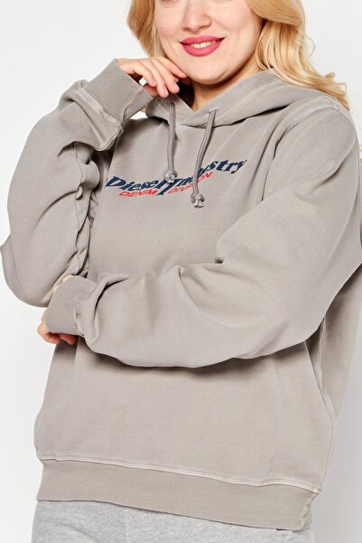 Diesel Women Long Sleeve Brand Logo Hoodie, Grey