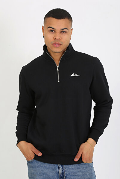 UOMOPARK 5259-2 Φούτερ υψηλής ποιότητας με τρεις κλωστές με μισό φερμουάρ Relax Fit