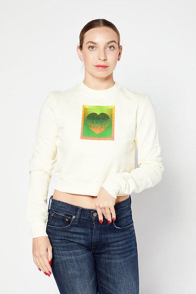 Diesel Women Crew Neck Long Sleeve Graphic Print Sweatshirt, Light Yellow