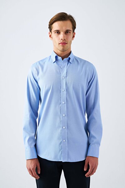 Paşahan Πουκάμισο Oxford με γιακά με κουμπιά από 100% βαμβάκι χωρίς σιδέρωμα