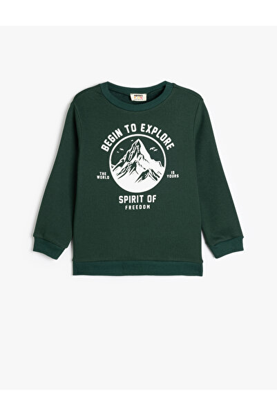 Koton Şardonlu Uzun Kollu Bisiklet Yaka Baskı Detaylı Sweatshirt