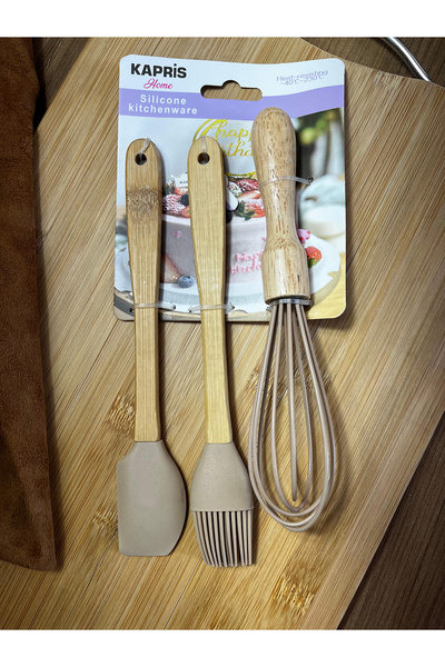 Kapris 3 Lü Mini Silikon Fırça Spatula Seti Kahverengi KAP-599