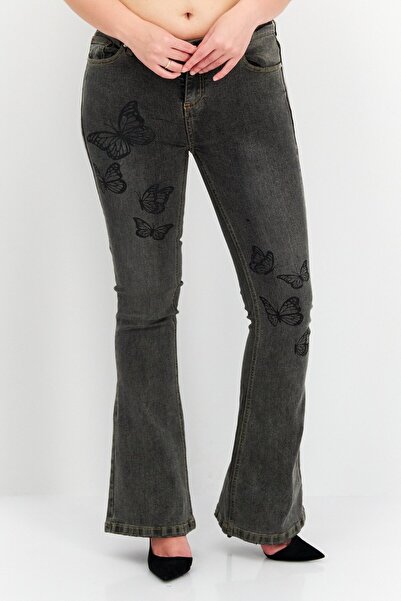 X-Girl Women Regular Fit Washed Stretchable Jeans, Washed Black