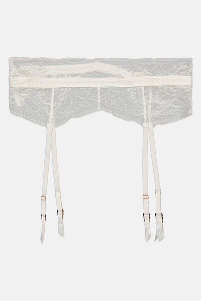 Etam Women Lace Suspender Belt, White