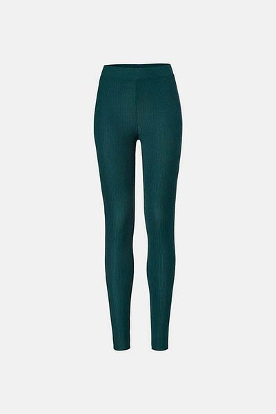 Tchibo Women Pull On Ribbed Textured Leggings, Green
