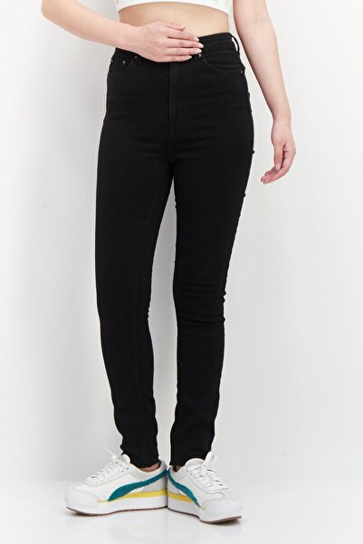 Weekday Women Skinny Fit Solid Stretchable Denim Jean, Black
