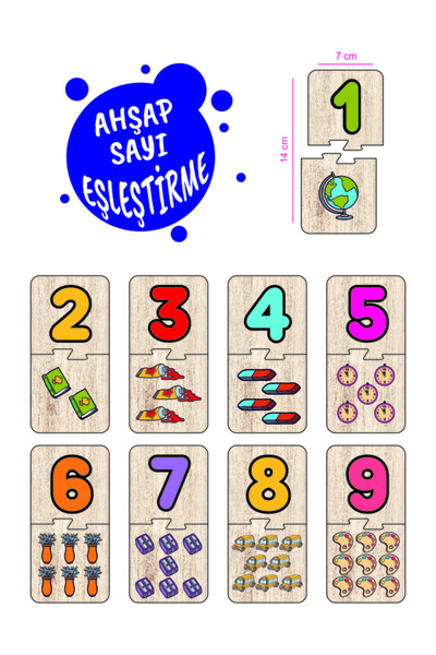 Leelii Tasarım Rakamlar Ahşap Eşleştirme Puzzle, Bir, Iki, Üç, Dört, Eğitici ...
