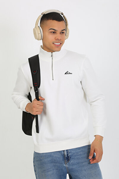 LACİVERTMEN 5259-2 Premium Quality Three Thread Half Zip Relax Fit Sweatshirt