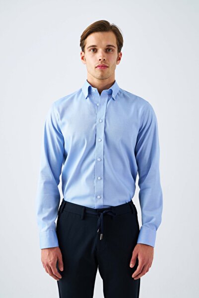 Paşahan Не потребує прасування Non Iron 100% бавовна Оксфордська сорочка з ґудзиковим коміром