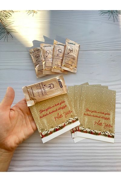 eylülün etiket fabrikası عيد ميلاد سعيد - بطاقة قهوة تحت عنوان السنة الجديدة - شرب القهوة التركية - 10 قطع