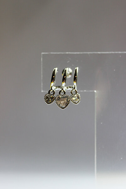 nevamor Çelik Üçlü Görünümlü Silver Kalp Model Sallantılı Küpe