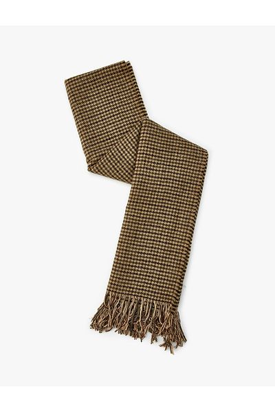 Koton Eșarfă lungă cu model Houndstooth cu ciucuri
