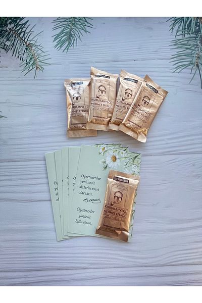 eylülün etiket fabrikası Teachers' Day Themed Coffee Card Single Drinker Turkish Coffee with Gift - 10 Pieces