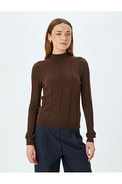 Koton Yumuşak Dokulu Uzun Kollu Dik Yaka Triko Kazak