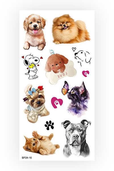 BP Tattoo Hachi Sevimli Hayvanlar Kedi Köpek Geçici Dövme Çocuk Dövme