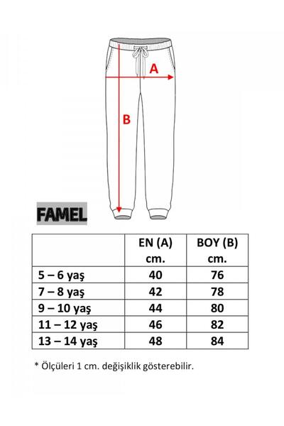 FAMEL Unisex Pamuklu Kargo Cepli Çocuk Alt Eşofman Okul Ve Gündeli?k Üç I?pli?k I?çi? Şardonlu Kişlik