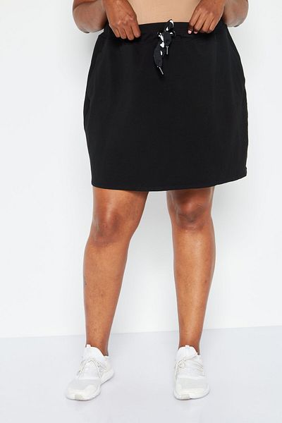 DKNY Sport Women Plus Size Drawstring Plain Training Skirt, Black