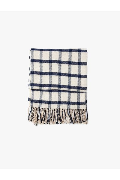 Koton Tasseled Plaid Multicolor Long Scarf