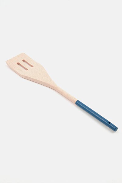 Tasty Wooden Slotted Turner Spatula, Beige/Blue
