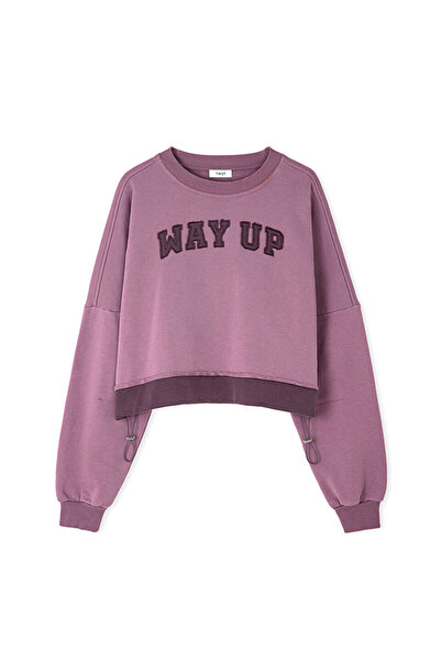 Twist Slogan aplikeli sweatshırt
