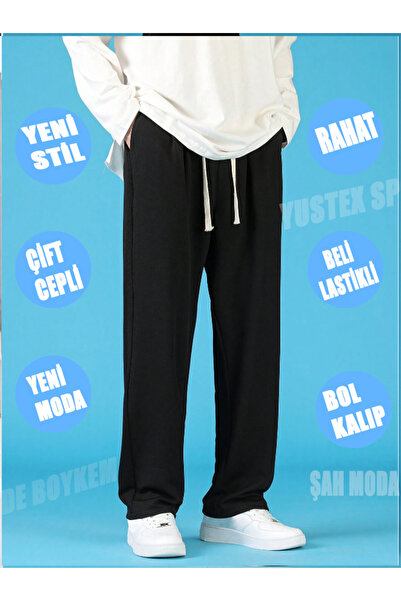 yx yustex sport Pantaloni de trening FlexiFit Baggy, negri, cu croială lejeră...