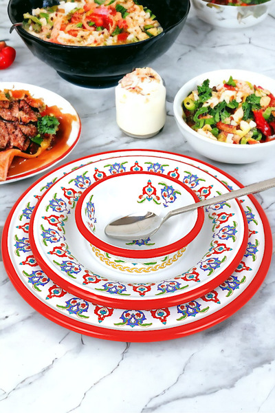 İnci Emaye 13-24-30 No 3-Piece Enameled Dinner Plate, Plate Serving, Food, Camping Picnic, Dowry, Gift