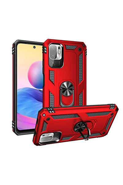 Techaks حافظة هاتف Redmi Note 10 5G مع حامل للكاميرا وغطاء مغناطيسي على شكل ح...