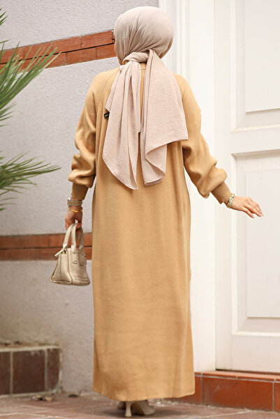 Neva Style Hijab Knitwear Dress - Biscuit 30141Bs
