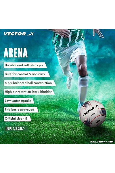 Vector X Arena Football | White/blue | Size 5 | Pu | Professional Soccer Ball | Latex Bladder
