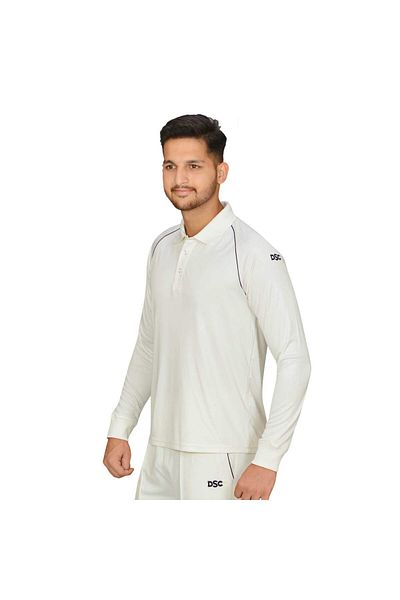 DSC Atmos Full Sleeve Polyester Cricket T-shirt | White | Medium | Regular Fit