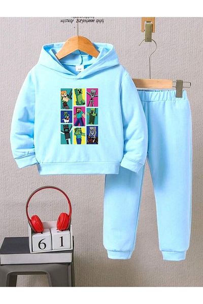 BENROMA Set de trening pentru copii cu imprimeu cu personaje colorate - Produs oversize unisex