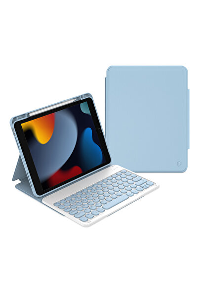 WIWU iPad 10.2 8.Nesil Uyumlu Klavyeli Kılıf Wiwu Protective Gizli Kalem Bölmeli Mavi