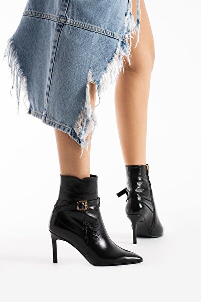 FOLLİNİ Kadın Hakiki Deri Bot Siyah Rugan