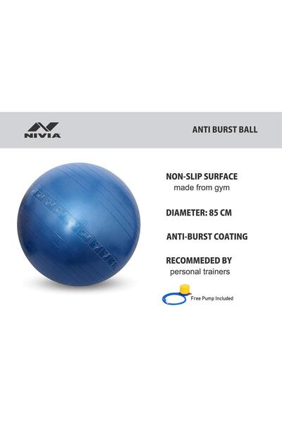 Nivia Unisex Antiburst Ball | Blue | 75 Cm | Pvc | With Footpump | Exercise | Home Gym