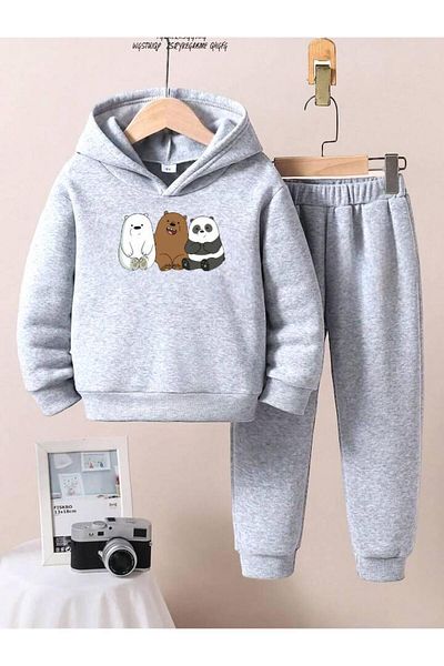 BENROMA 3 Bear nyomott uniszex túlméretes gyerek tréningruha szett