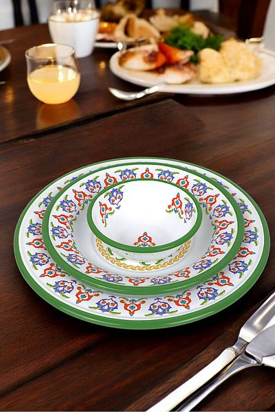 İnci Emaye 13-24-30 No 3-Piece Enameled Dinner Plate, Plate Serving, Food, Camping Picnic, Dowry, Gift
