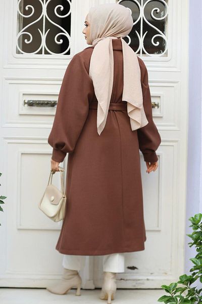 Neva Style 5946Kh Model Hijab Brown Stamped Cap