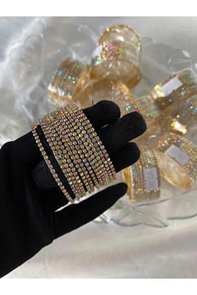 Home Altın Renkli Gökkuşağı Taşlı Hint Tarzı Bilezik Seti (12'Lİ SET, 2.6 BED...