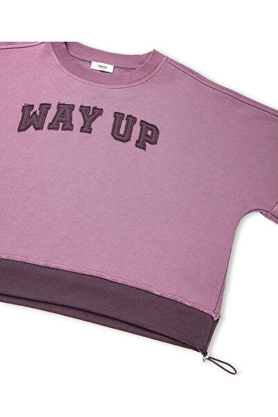 Twist Slogan aplikeli sweatshırt
