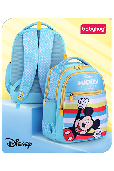 Babyhug Disney حقيبة ظهر مدرسية ميكي ماوس، مصنوعة من خامة ممتازة، ظهر مبطن، م...