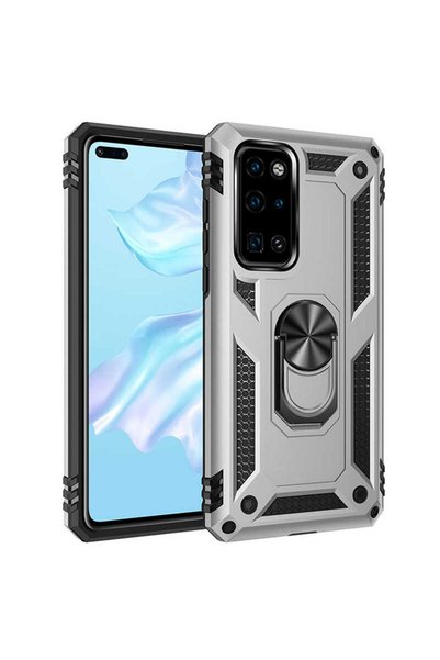 Techaks Huawei P40 Case Camera Protruding Stand Ring Magnet Armor Cover Vega ...