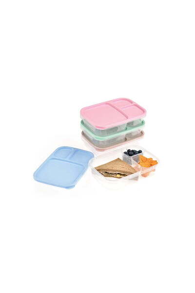 Royaleks Diet Storage Container 3 Compartments Practical Portable Smart Rectangular Nutrition Breakfast Container