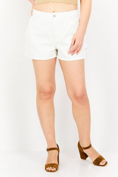 Dickies Women Solid Denim Shorts, White