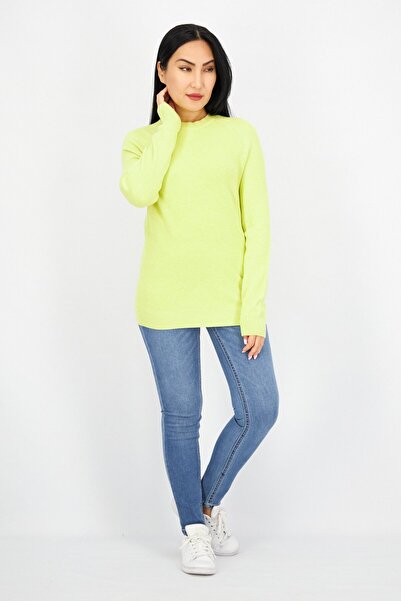Esprit Women Crew Neck Long Sleeve Textured Sweatshirt, Lime Green