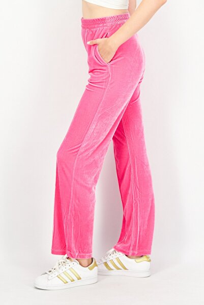 Steve Madden Women Regular Fit High Rise Textured Pull-On Palazzo Pant, Pink