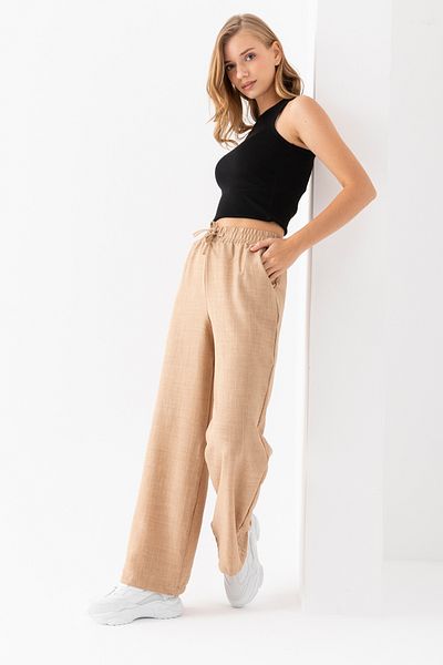Zomers Beige Sofia Linen Summer Pants - Women's Loose Cut